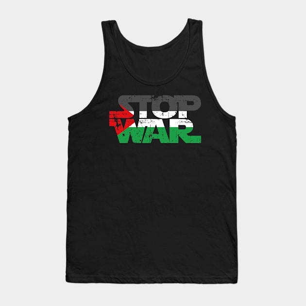 Stop War - Popular Palestine Flag Distressed Graphic Tank Top by mangobanana